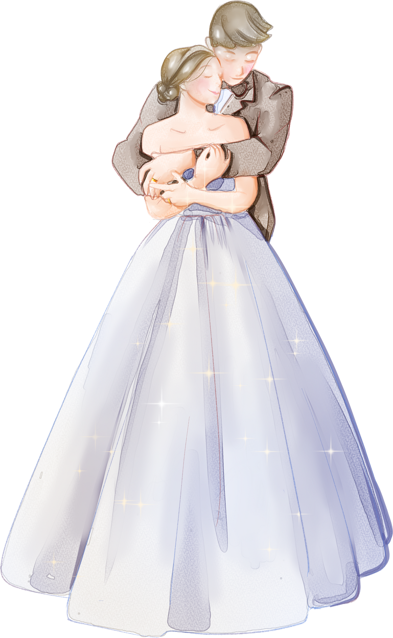 Watercolor groom and bride